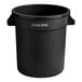 A black plastic round 10 gallon trash can with the words "Advantage Supplies" on the side.