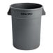 A gray plastic Advantage Supplies round trash can with handles.