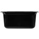 A black rectangular Vollrath plastic food pan.