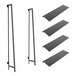 A group of rectangular black objects with one of them assembled into an A-frame with four legs.