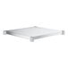 A white square metal undershelf with metal corners.