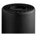 A black plastic cylinder with a round top and black lid, the Advantage Supplies 55 gallon commercial trash can.