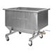 A Fry Factory stainless steel storage tank on wheels.