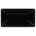 A black rectangular Vollrath plastic food pan.