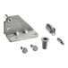 A MainStreet Equipment bottom left door hinge kit for refrigeration equipment with screws and brackets.
