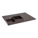 A brown faux leather room360 desk tray with two rectangular open compartments.