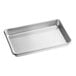 A silver rectangular Baker's Lane USA aluminum sheet pan with a curled rim.