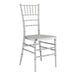 A silver Lancaster Table & Seating Chiavari chair with silver legs.