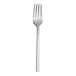 A close-up of a Varick Lissome stainless steel salad/dessert fork with a black handle.