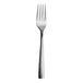 A close up of a Varick Malcolm stainless steel salad/dessert fork with a silver handle.