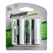 A package of 2 Energizer Recharge D NiMH batteries.