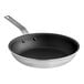A close-up of a Vigor A3000 Series aluminum frying pan with a black non-stick coating and a plated handle.