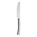 A Varick Malcolm stainless steel dinner knife with a silver handle.