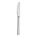 A Varick Lissome stainless steel dinner knife with a silver handle on a white background.