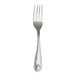 A close up of a Varick Orleans stainless steel dinner fork with a silver handle.