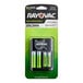 A Rayovac battery charger package with AA batteries inside.