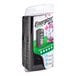 An Energizer rechargeable battery charger with a black rechargeable battery in it.