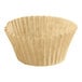 A close-up of a brown paper Kraft fluted mini baking cup.