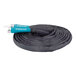 An Aqua Joe 25' black garden hose with metal fittings on a roll.