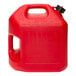 A red plastic Midwest Can Safe-Flo gas can with a black handle and spout.