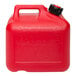 A red plastic Midwest Can safety can with a black cap.