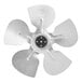 A metal fan blade with five blades.