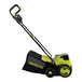 A Sun Joe cordless yellow and black scarifier/dethatcher on a white background.