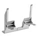 A metal bracket with two metal parts for an Avantco foot pedal kit.