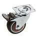 A Fryclone swivel caster with a metal and brown wheel.