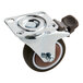 A Fryclone swivel caster with a metal plate and a brown wheel.