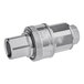 A stainless steel threaded hose fitting for a Fryclone oil filter machine.