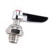 A T&S stainless steel hot spindle assembly with a red handle.