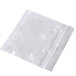 A close-up of a Lavex clear reclosable poly bag with a zipper.