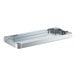 A white rectangular steel undershelf with metal corners.