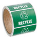 A roll of 250 green and white Lavex Recycle labels.