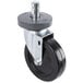 A black Metro Super Erecta rubber caster wheel with a silver metal insert.