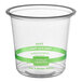 A clear 24 oz. compostable deli container made from plant-based PLA plastic.