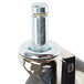 A close up of a Metro Max polyurethane caster wheel with a metal nut on it.