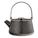 A black Acopa stoneware teapot with a handle.