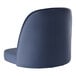 A blue chair with a navy vinyl cushion on the seat and back.