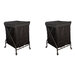 A Grosfillex double unit towel valet with black covers over rectangular bins on wheels.