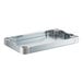 A silver rectangular Regency undershelf with a couple of holes for metal tables.