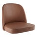 A dark brown vinyl cushion on a chair.