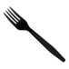 A black plastic fork with a long handle.