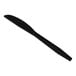 A Choice black heavy weight polypropylene plastic knife with a black handle.