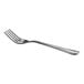 A silver Choice Milton salad fork with a white handle.