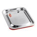 A Vigor stainless steel steam table pan cover with a silicone seal and a metal handle.