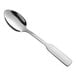 A Choice stainless steel medium weight teaspoon with a silver handle.