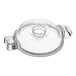 A clear glass lid with a ring for AvaMix Revolution food processors.