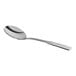 A Choice stainless steel bouillon spoon with a silver handle.